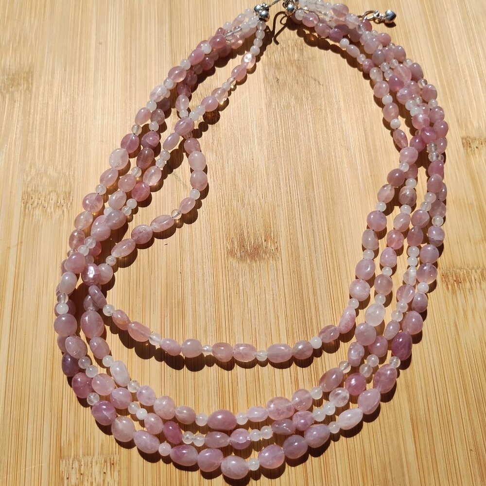 Jay King DTR mine finds multi strand rose quartz necklace 925 Sterling Silver  V